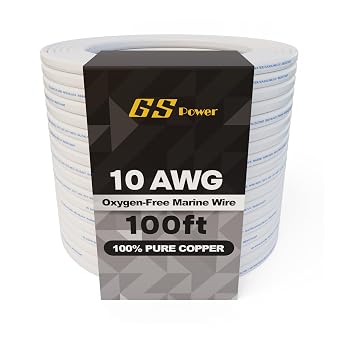 GS Power 100 Ft Duplex Marine Wire, 10 Gauge Wire, Oxygen-Free Tinned Copper 10 AWG Electrical Boat Wiring, Sheathed Copper Marine Grade Electrical Cable for Boat Automotive RV Camper Trailer