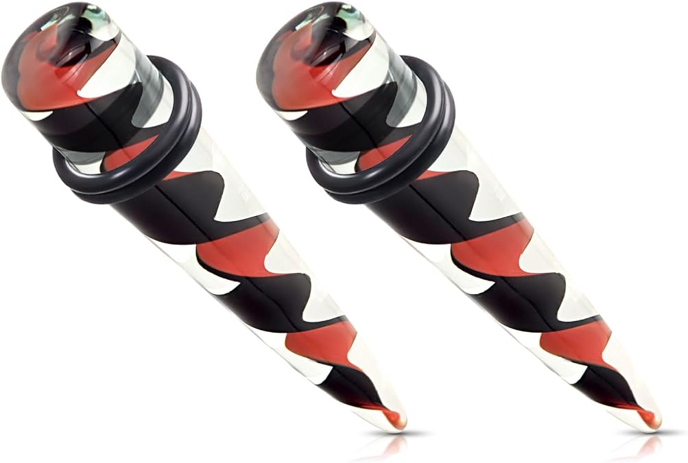 Longbeauty Glass Ear Tapers 4G-12mm Gauges Plugs Colorful Ear Stretching Kit for Women Men Handmade Gauges Earrings Piercing Jewelry