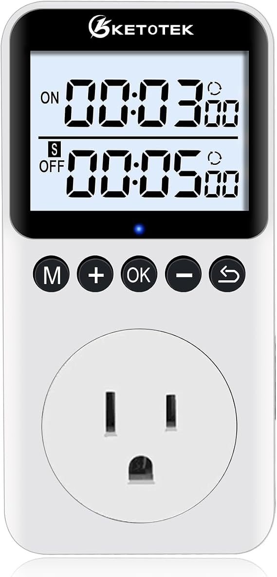 KETOTEK KTTS02 Repeat Cycle Timer Outlet Plug in Timer Switch Socket