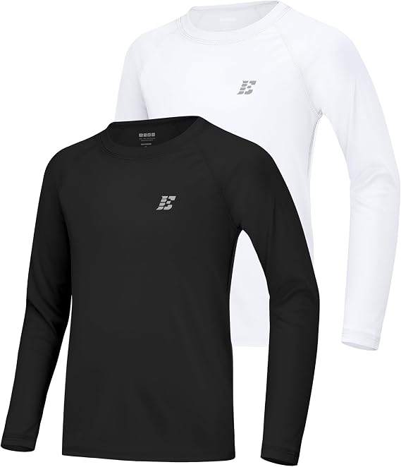 UPF 50+ Boys Swim Shirt, Long Sleeve Rash Guard Youth Kids UV Sun Protection SPF Shirts Fishing Water Beach Surfing