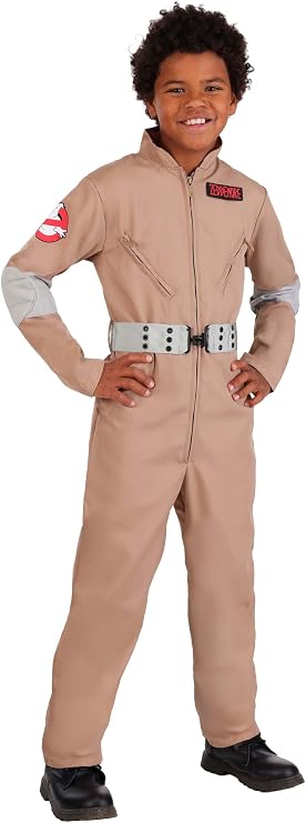 Fun Costumes Kid's Ghostbusters Uniform Costume | Movie Character Jumpsuit with Name Patches and Belt for Halloween