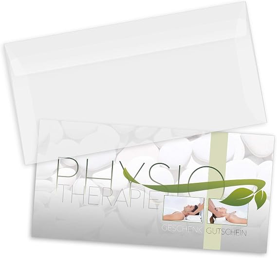 Voucher Set 25 x Vouchers + Envelopes for Physiotherapy Physiotherapy Practice Blank to Fill Yourself