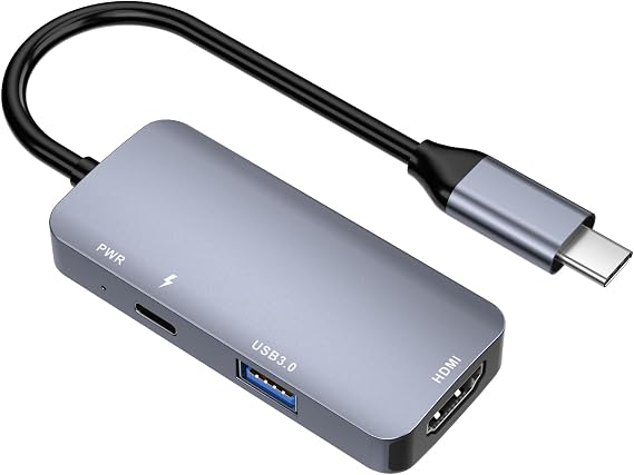 USB C Hub, Tongtion Type C Hub, 4K 60Hz HDMI 3 in 1 USB C Dongle, 100W Power Supply, USB 3.0 Port Compatible with MacBook Air, MacBook Pro, XPS, USB C, Laptops and Other Type C Devices