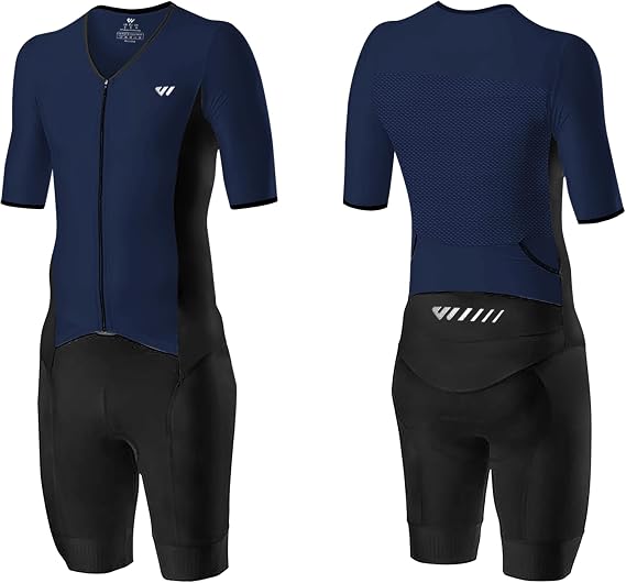 Logas Men's Triathlon Suit Trisuit Race Skinsuit Cycling Speed Suit Swimskin Bike Swim Run