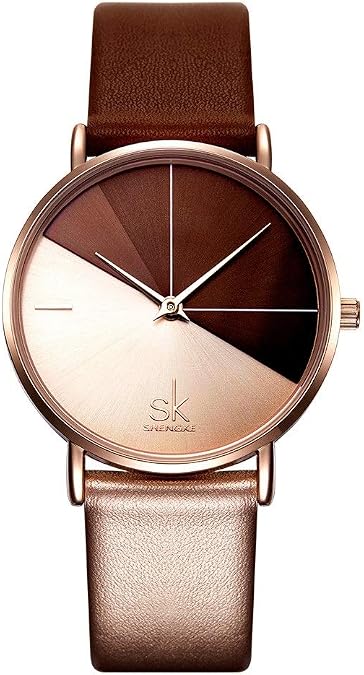 SHENGKE Creative Simplicity Women Watch Genuine Leather Elegant Women Watches Ladies Business Wristwatch(Black)
