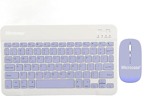 Microcase Tablet ve Telefonlar için Bluetooth Klavye ve Mouse Set - Mor AL3476
