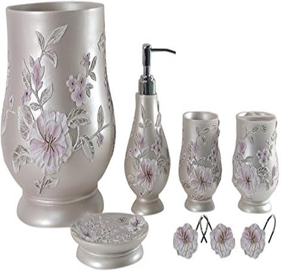 Daniel's Bath & Byound Melrose Pink Accessory Set Melrose 5Piece-Bathroom-Accessory-Set, Pink