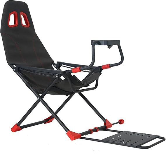 Fully Adjustable Racing Simulator Cockpit with Foldable Seat, Compatible with Gaming Consoles & PC for Ultimate Gaming Experience