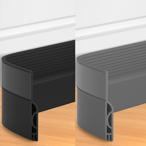 39 Inch Door Draft Stopper 2 Pack Black & Gray