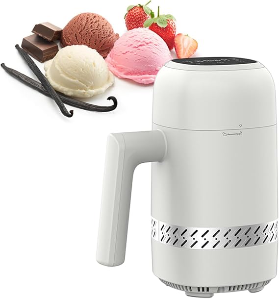 Homemade Ice Cream Maker Machine, 60W Gelato, Sorbet Machine Without Pre Freezing, 300ml Aluminum Cylinder, Smart Ice Cream Maker