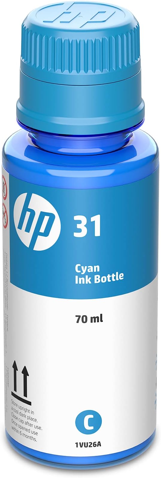 HP 31 | Ink Bottle | Cyan |Up to 8,000 Pages per Bottle|Works Smart Tank Plus 651 and Smart Tank Plus 551 | 1VU26AN | Packaging May Vary