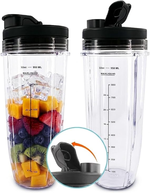 32 Oz Replacement Cups for Ninja Blender, 2 Pack, Twist-On Design