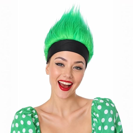 Green Funny Headband Wigs Hat for Adults Spirit Week Halloween Cosplay Sports Party Costume Wigs