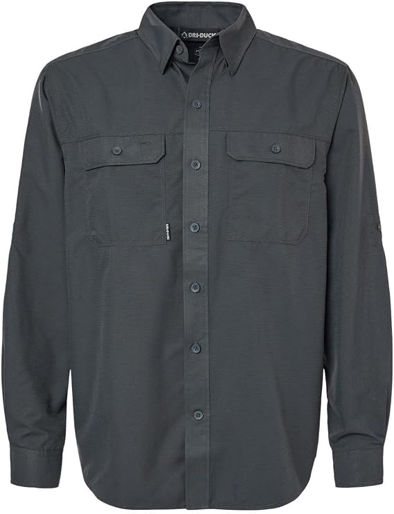DRI Duck Mens Crossroad Woven Shirt, XL, Charcoal