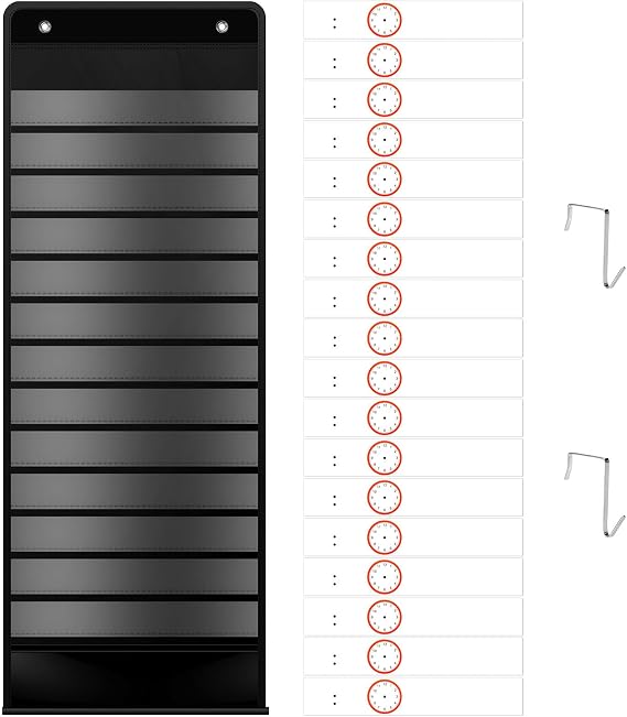 Daily Schedule Pocket Chart, Scheduling Pocket Chart with 18 Reusable Erasable Cards, Space Saving for Classroom Office Home Preschool (Black)