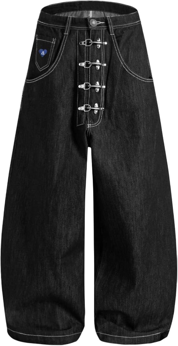 Aelfric Eden Metal Button Raw Barrel Jeans Baggy Wide Leg Denim Jeans Unisex Casual Y2k Streetwear Vintage Pants Trouser