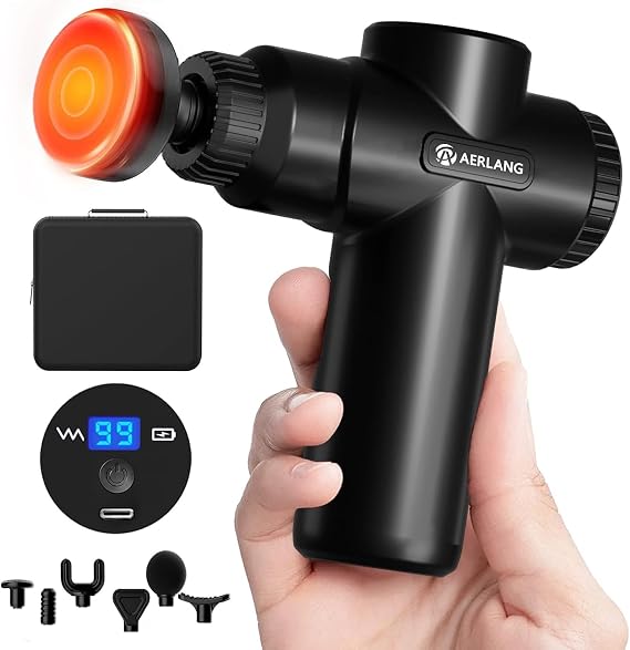 AERLANG Mini Massage Gun with Heat Christmas Gift for Him Black
