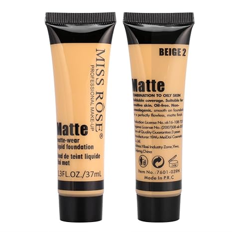 Foundation Makeup Smooth Makeup Base Face Liquid Foundation Matte Wear Concealer Cover Cream Liquid Foundation Makeup (Beige 5)