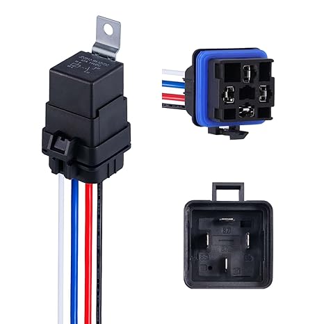 Ip65 4 Pin 12V Dc Waterproof Relay with Wire Harness 40/30 Amp Relay Switch - Tinned Copper Wires 12 And 16 Awg Heavy Duty Automotive Spst Relay Kit For Bu