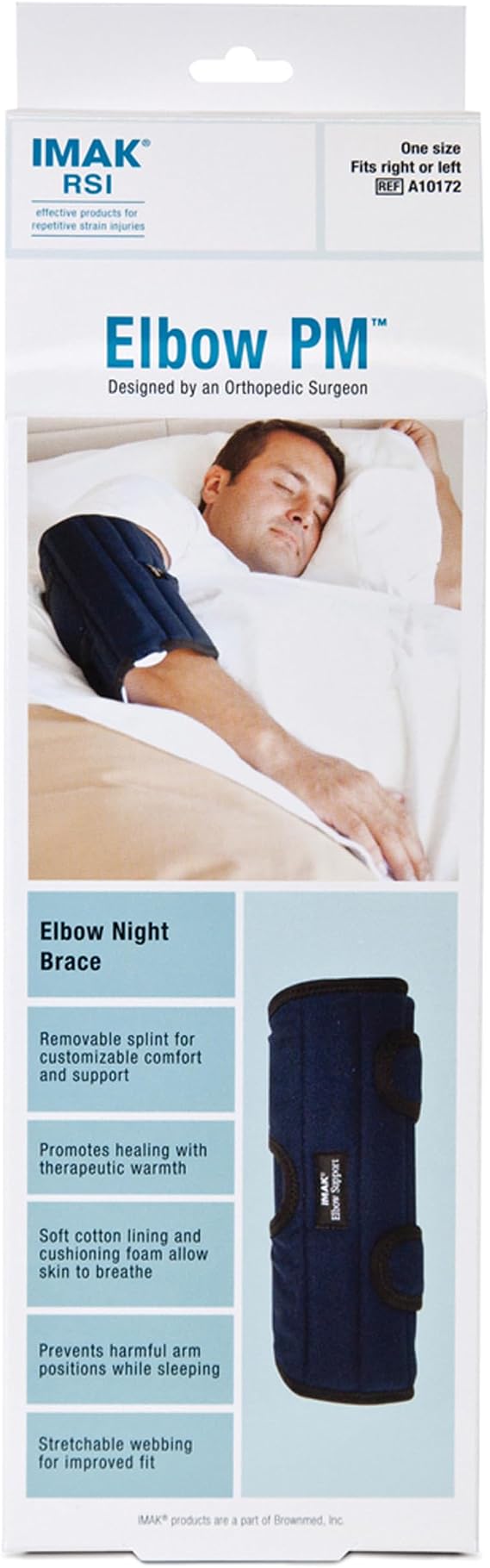 IMAK Brownmed RSI Elbow PM - Nighttime Elbow Brace & Immobilizer for Cubital Tunnel Syndrome & Ulnar Nerve Support