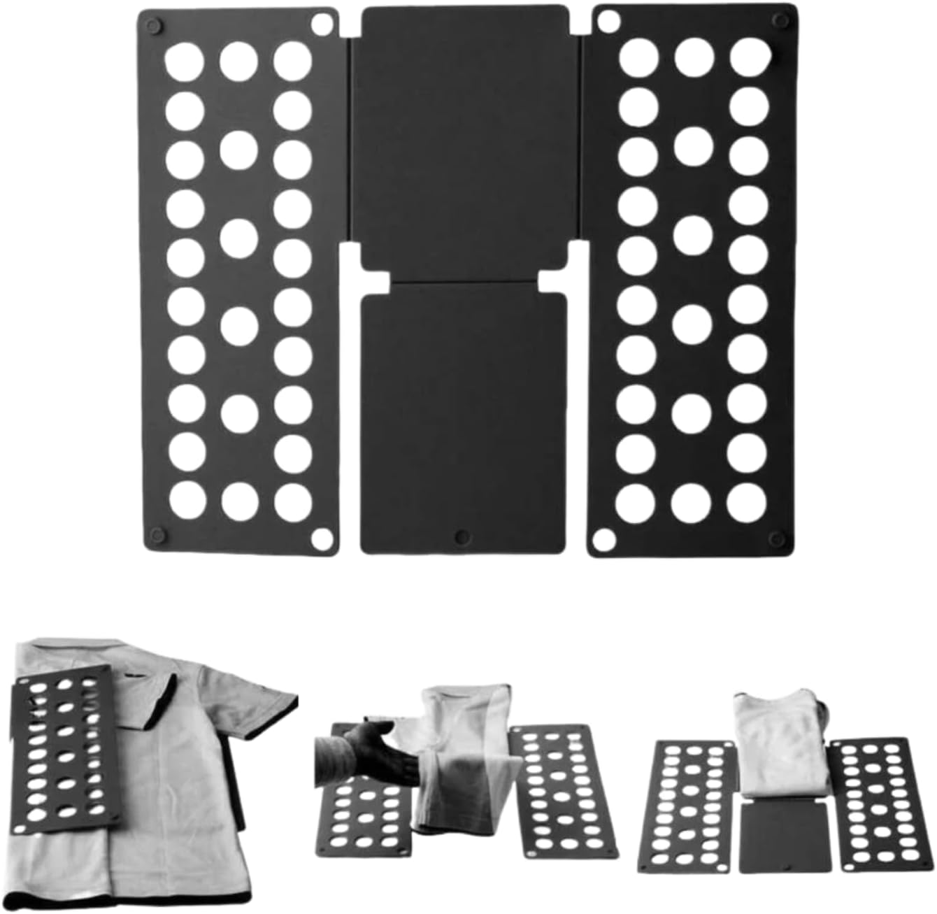 Tshirt Folder Board Laundry Folding Board Durable Plastic Easy to Folding Tool for Kids Black