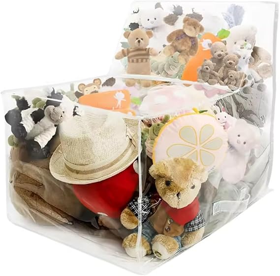 Clear Stuffed Animal Bean Bag Chair Cover Waterproof Child Large Capacity Stuffed Plush Toys Home Sundries Storage for Organizing Toddler Kids' Rooms Plush Toys Bedroom Nursery Play Room Decor