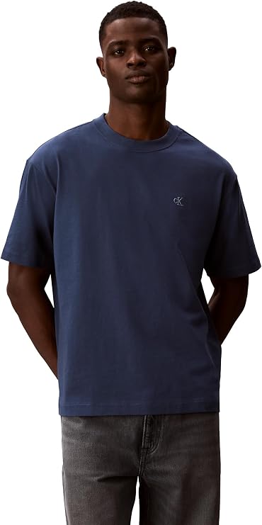 Calvin Klein Mens Relaxed Fit Monogram Logo Crewneck T-Shirt