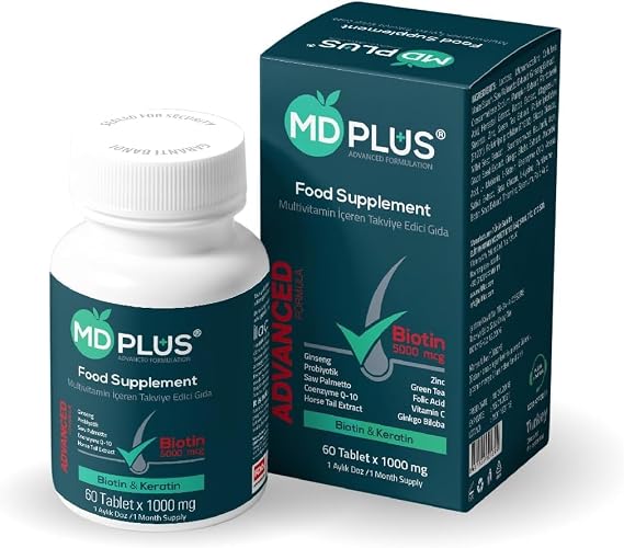 HairMD MD Plus Hair Growth Multivitamin Tablets (Biotin, Keratin & Saw Palmetto) - Designed for Hair Loss Treatment - Thickens Hair - Balances Diet to Help Block DHT