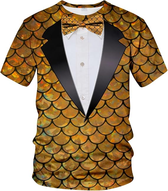 Funny Tuxedo Graphic T-Shirt Novelty Short Sleeve Crewneck Shirt