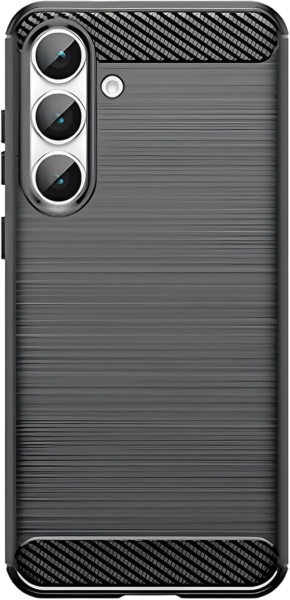 Microcase Samsung S25 FE ile Uyumlu Brushed Carbon Fiber Silikon Kılıf - Siyah AL3332