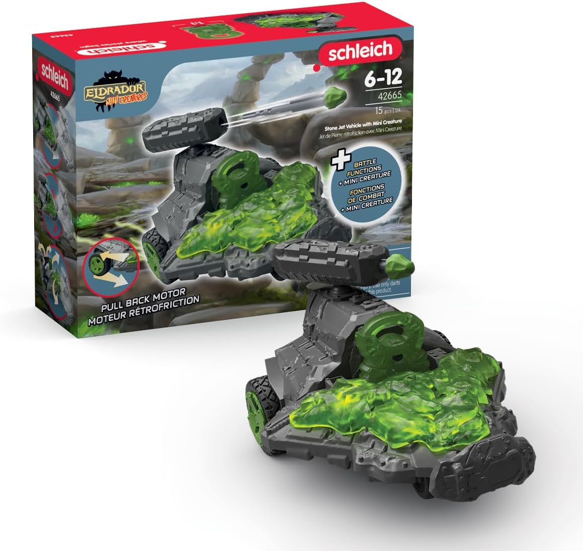 Schleich Eldrador Creatures - 15PC Stone Jet Vehicle with Mini Creature Playset - Kids Ages 7 | 42665