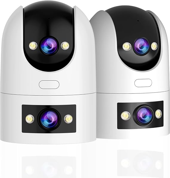 JOOAN 2K Dual Lens Indoor Outdoor Security Camera, 5GHz/2.4GHz WiFi, PTZ Auto Tracking, Motion Detection, 2-Way Audio, IP66 Waterproof, for Baby/Dog/Cat/Elderly, Multi-User Shared, 2Pack