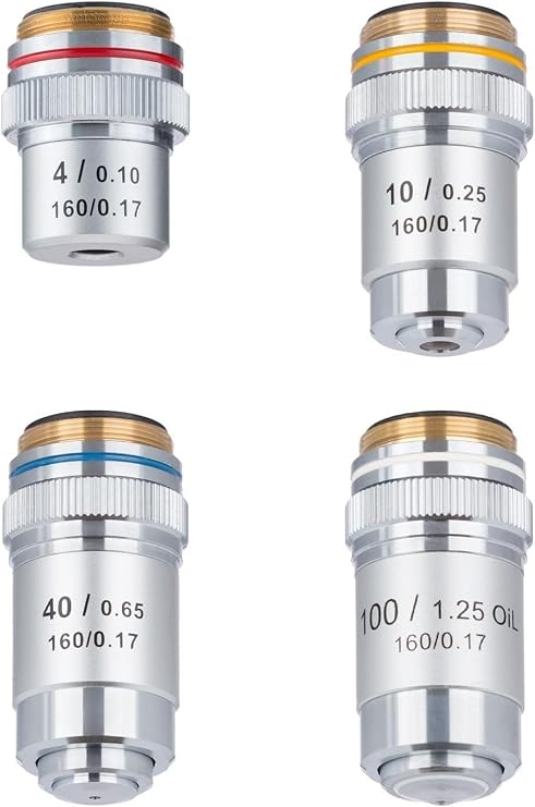 AmScope 4X-100X Quad achromatic objective lens set