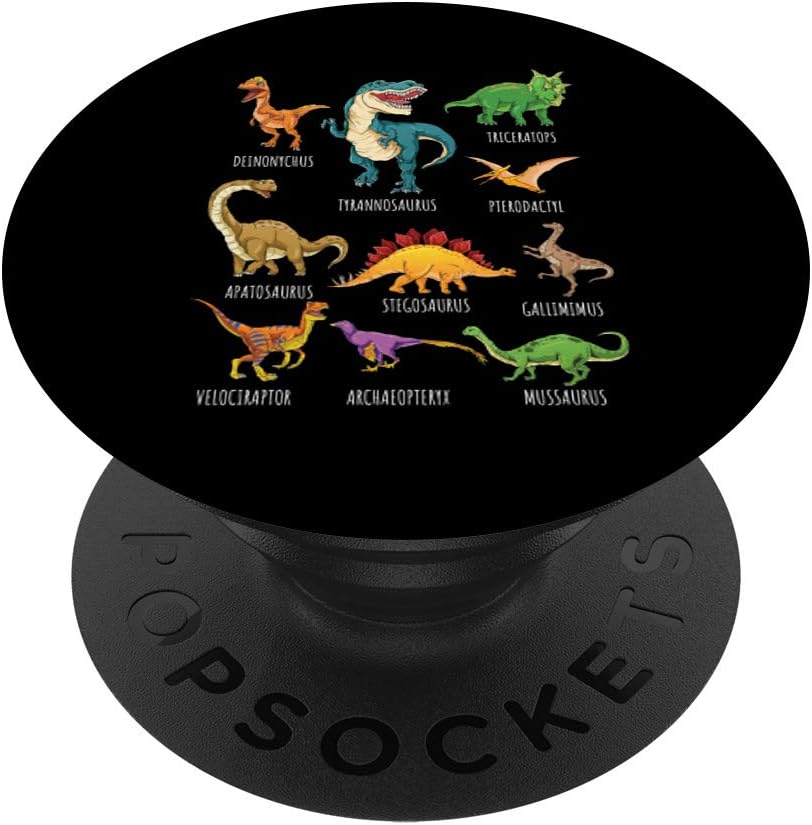 Types Of Dinosaurs Graphics Dino Identification PopSockets Grip and Stand for Phones and Tablets