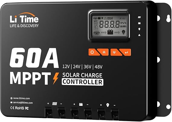 LiTime 60A MPPT Solar Charge Controller, Bluetooth 150V Max Input, 12V-48V