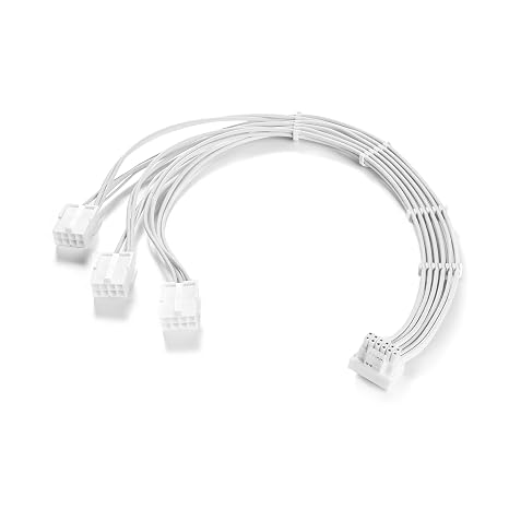 Formulamod 12VHPWR 90 Degree Angled Cable Extension, 16Pin(12+4) to 3x8Pin Male to Female, 600W PCIe 5.0 for RTX 4090 4080 4070Ti, 45cm Sleeved Extension Cable with Combs (White,Reverse Type F)
