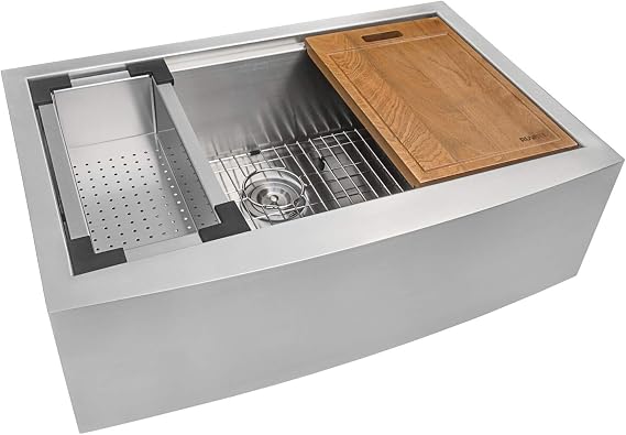 Ruvati 27-in 16-Gauge Apron-Front Farmhouse Workstation Sink - RVH9050