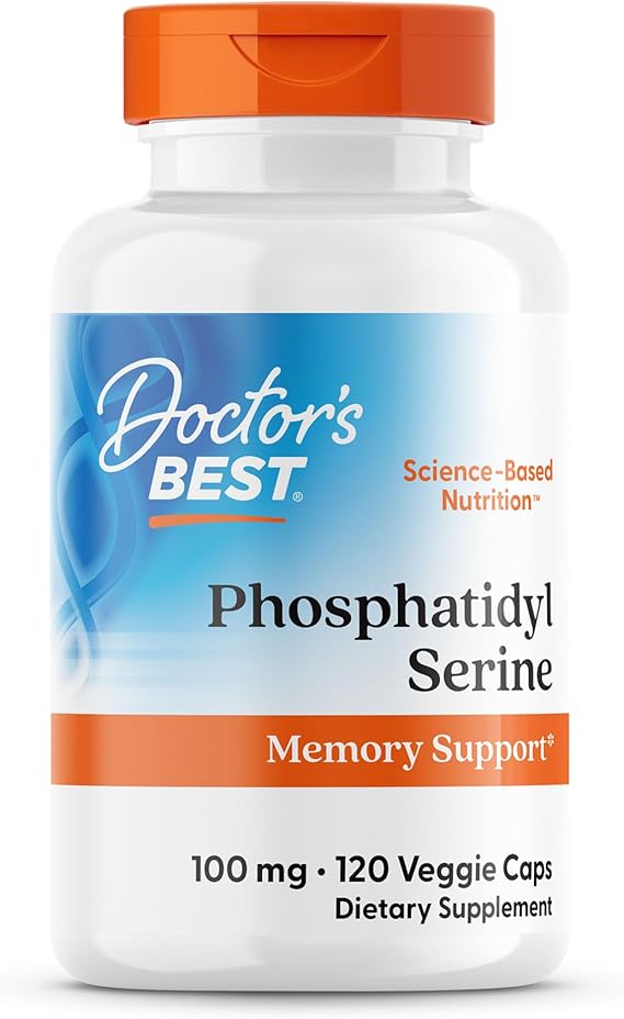 Doctor's BEST Phosphatidylserine Supplement 100 mg - Phosphatidyl Serine Capsules for Men & Women, Memory & Cognitive Support for Adults, Supports Brain Health, Gluten Free, Vegan - 120 Veg Caps