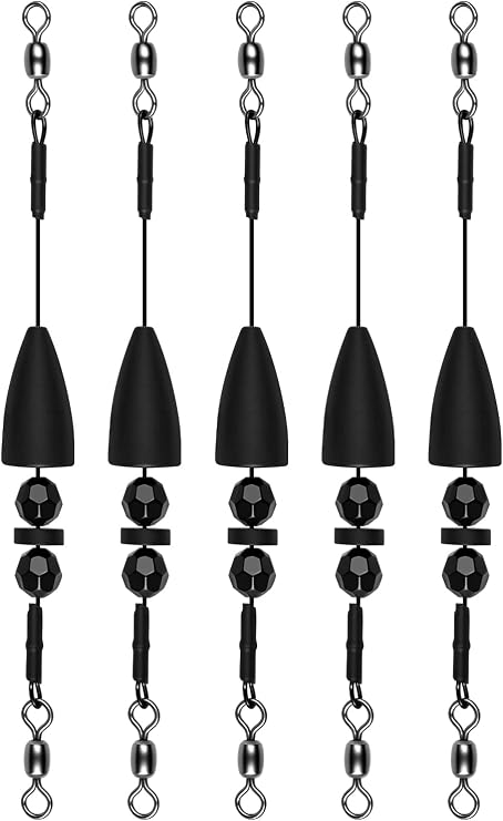 Carolina Rig for Bass Fishing, Pre-Rigged Bullet Weight with Swivels, Ready to Use Carolina Rigs with Beads, Saltwater & Freshwater Fishing Tackle