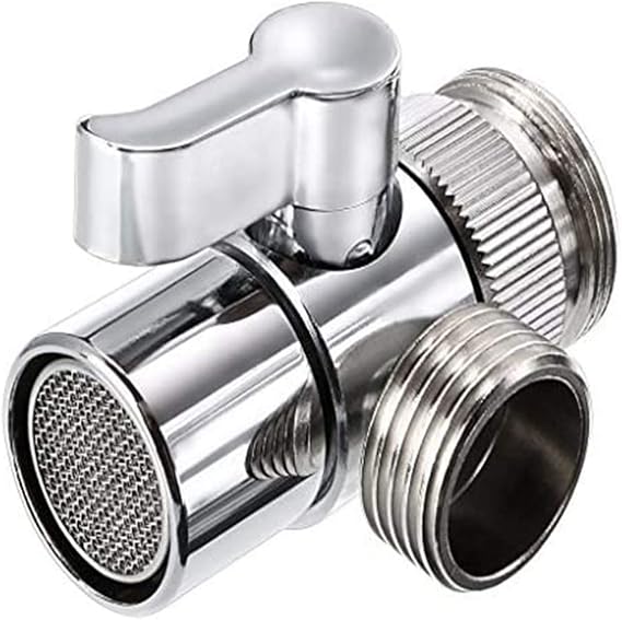 Polished Chrome Brass Sink Valve Diverter Faucet Splitter for Kitchen,Handheld Showerhead or Bathroom Sink Faucet Replacement Part Faucet to Hose Adapter Splitter Part M22 X M24
