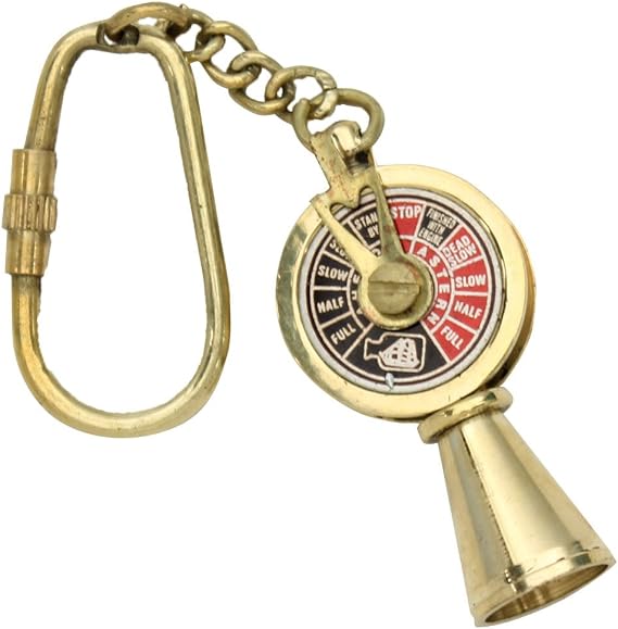 Armory Replicas Handcrafted Nautical Decor Solid Brass Titanic Engine Telegraph Keyring, 5", Brass