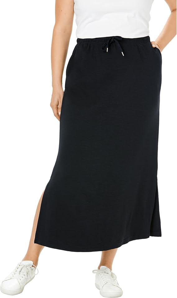 Woman Within Sport Knit Side-Slit Skirt