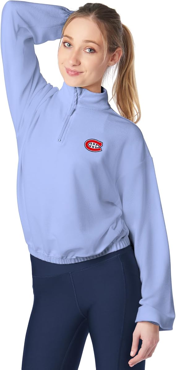 CERTO NHL Quarter Zip Cropped Pullover, Long Sleeve Sweatshirt