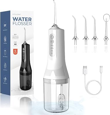 OFATRYLA Water Dental Flosser for Braces & Sensitive Teeth,Portable Cordless Oral Irrigator with 4 Modes 260ML Tank,IPX7 Waterproof Recharegeable Electric Flosser for Adults,Travel and Home Use