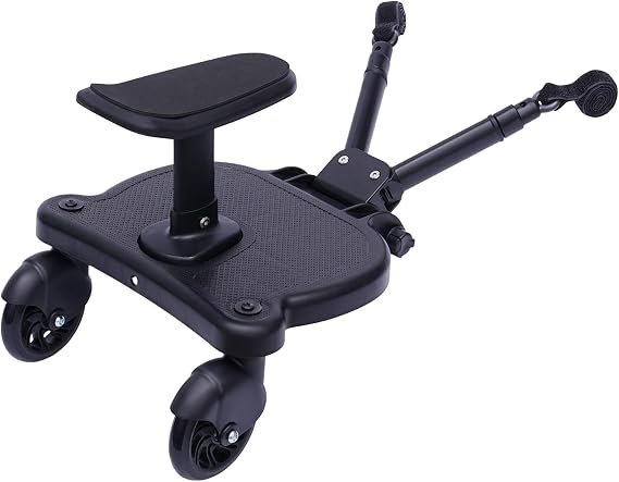 2in1 Stroller Ride Board with Detachable Seat,Stroller Glider Board Stroller Board Attachment for Strollers, Stroller Standing Board Holds Children Up to 55lbs