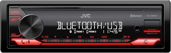 JVC KD-X280BT Bluetooth Car Stereo w/USB Port AM/FM Radio, MP3 Player, High Contrast LCD, 50 Watts, Detachable Face Plate Single DIN 13-Band EQ