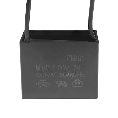 CBB61 2 Wire Ceiling Fan Capacitor 8uf 450V AC 50/60Hz
