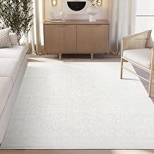Abani Regal Cream Area Rug - 8 x 10 - for Living Room, Bedroom - Washable Tone-on-Tone Vintage Design - Soft, Durable