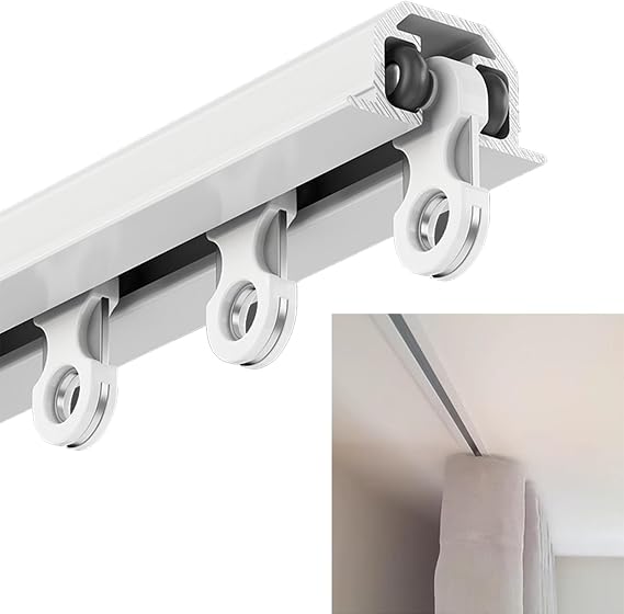 Generisch Bu tavana monte perde rayları – sağlam, beyaz oda bölücü çubukları, hastaneler, salonlar ve soyunma kabinleri için – 274 cm (9 fit) uzunluk, kolay montaj