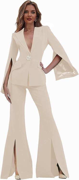 Womens Suit 2 Piece Business Bell Bottoms Suits for Women